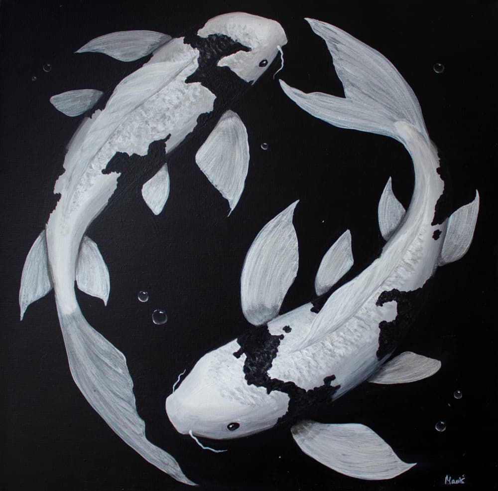 Yin Yang Koi Fish by Marloes Aerts — canvas wall art