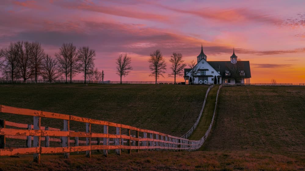 Dramatic Farm Sunset by Hanping Xiao — canvas wall art