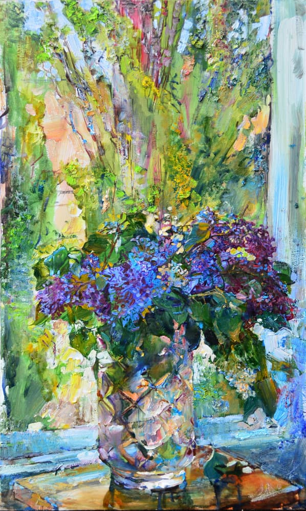Spring Lilacs Still Life by Andrii Kutsachenko — canvas wall art