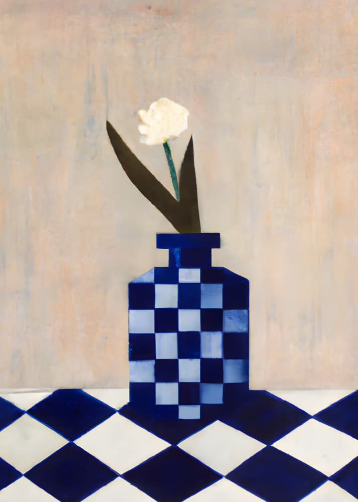 White Flower Blue Vase by Merel Takken — canvas wall art