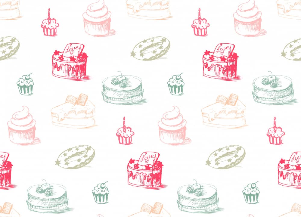 Charming Handdrawn Desserts Pattern by Marika Barsrsind — canvas wall art
