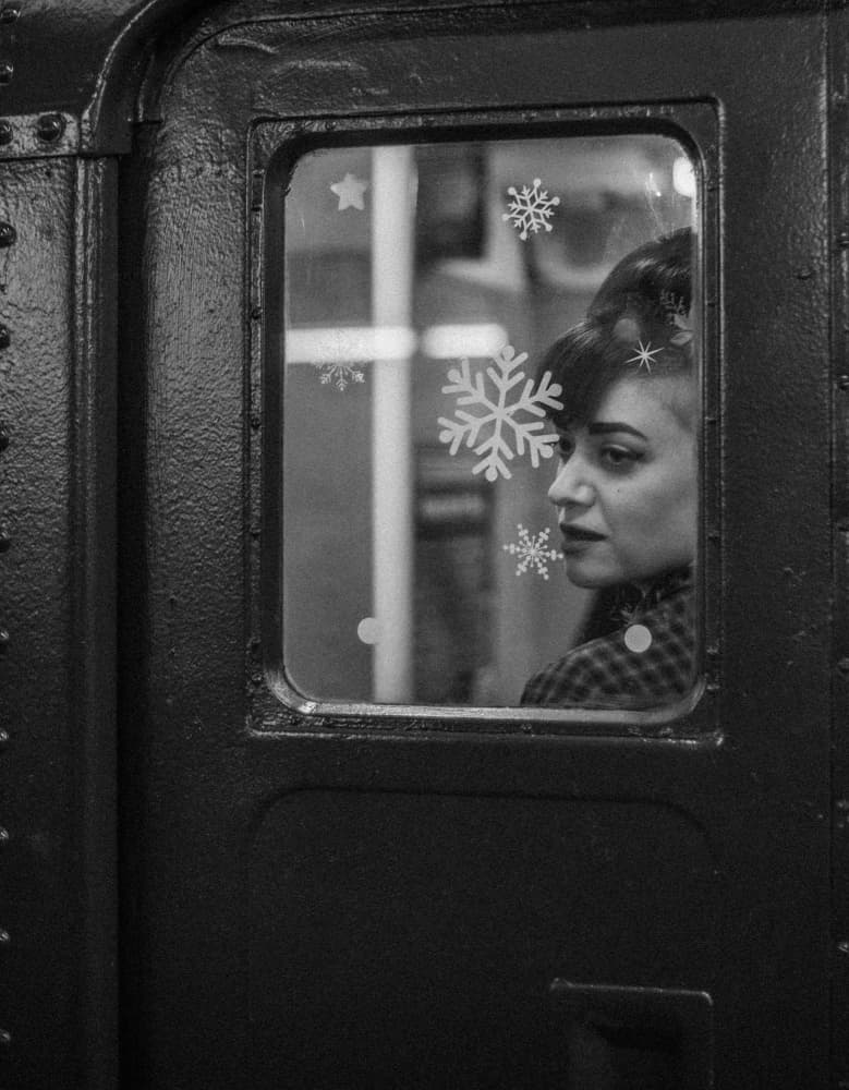 Woman By Snowflake Window by Tong Zhang — canvas wall art