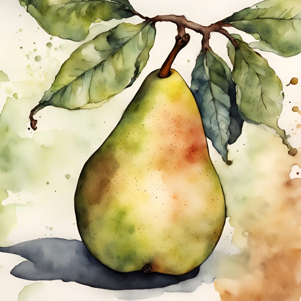 Single Watercolor Pear by Ohkimiko — canvas wall art