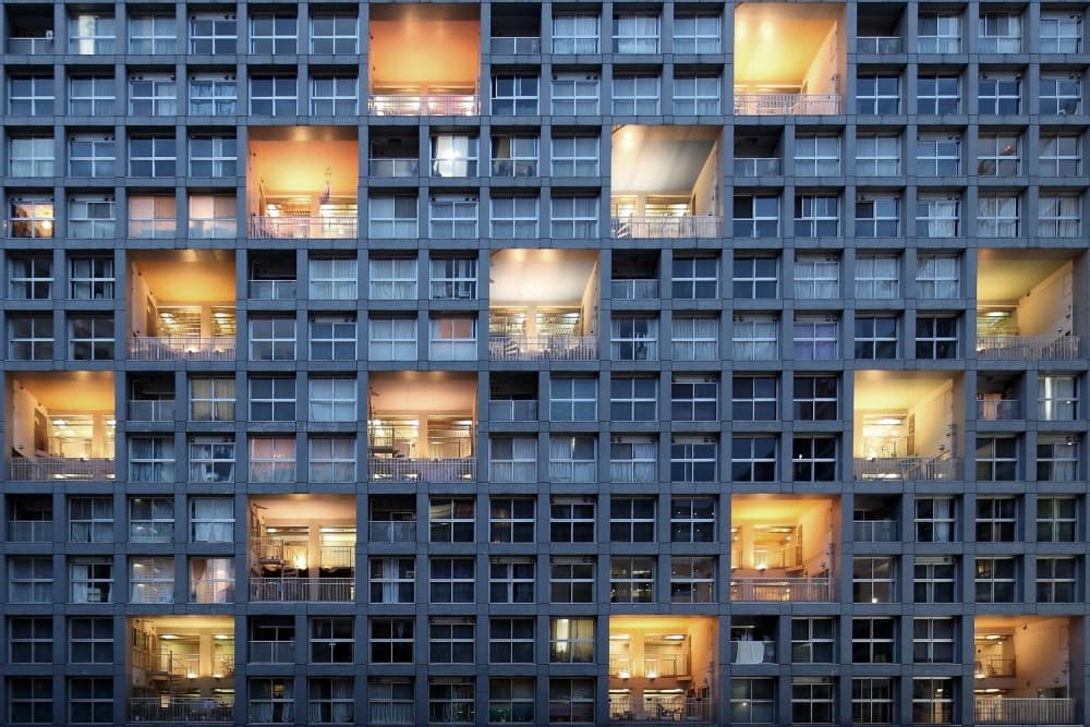Glowing Modern Building by Koji Tajima — canvas wall art