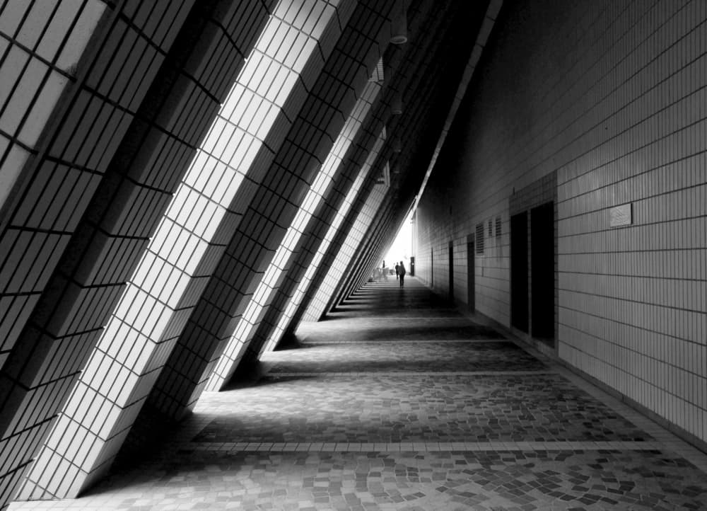 Modern Architectural Corridor by Aliza Riza — canvas wall art