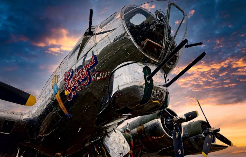 Vintage Bomber Sunset by Thomas McCleave — canvas wall art