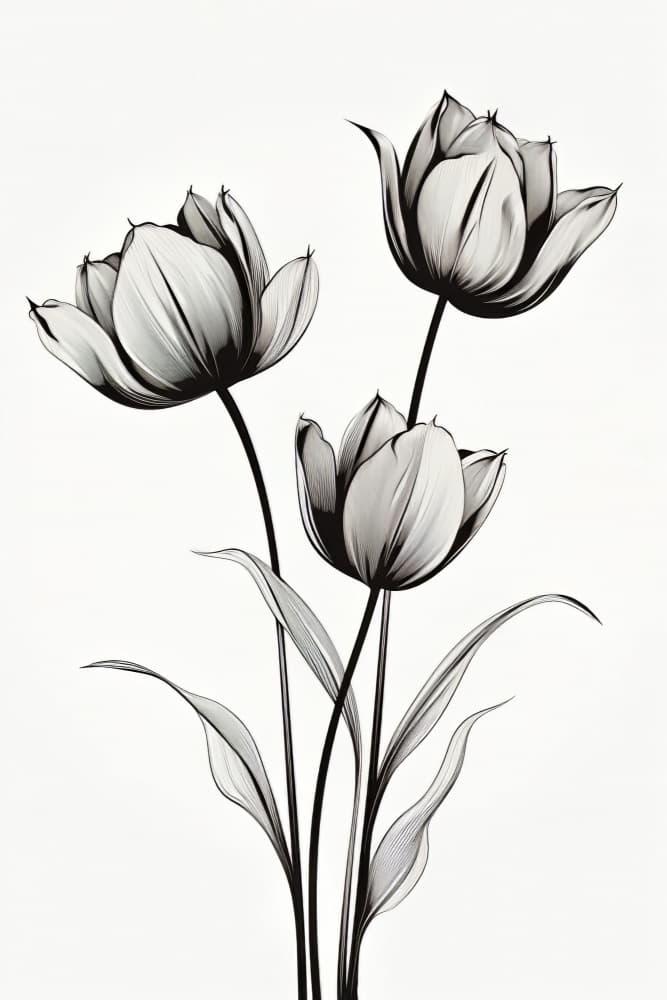 Elegant Tulip Drawing by Bilge Paksoylu — canvas wall art