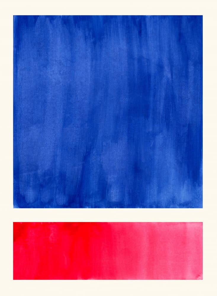 Vibrant Blue Red Abstract by Ejaaz Haniff — canvas wall art