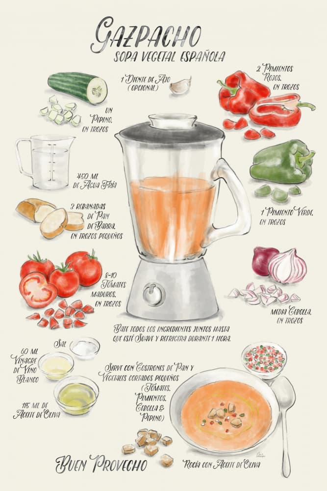 Spanish Gazpacho Recipe by Rosana Laiz Blursbyai — canvas wall art