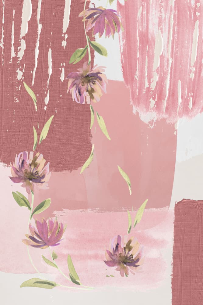 Abstract Pink Blossoms by Sally Ann Moss — canvas wall art