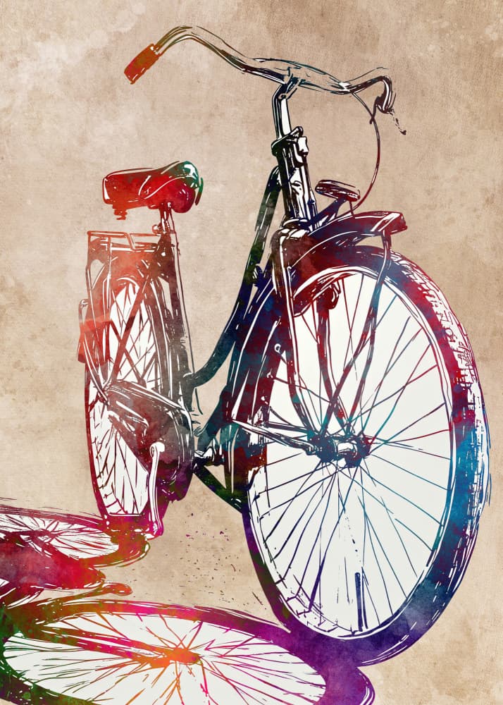 Colorful Vintage Bicycle by Justyna Jaszke — canvas wall art