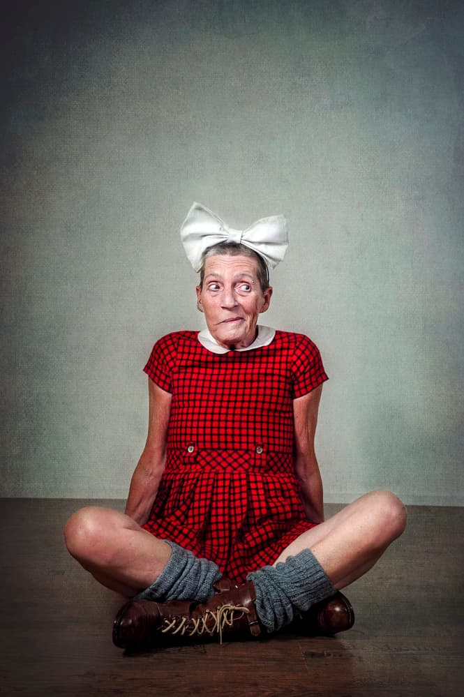 Funny Old Woman Portrait by Monika Vanhercke — canvas wall art