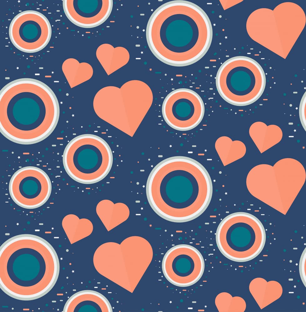 Scattered Hearts Circles by Marika Barsrsind — canvas wall art