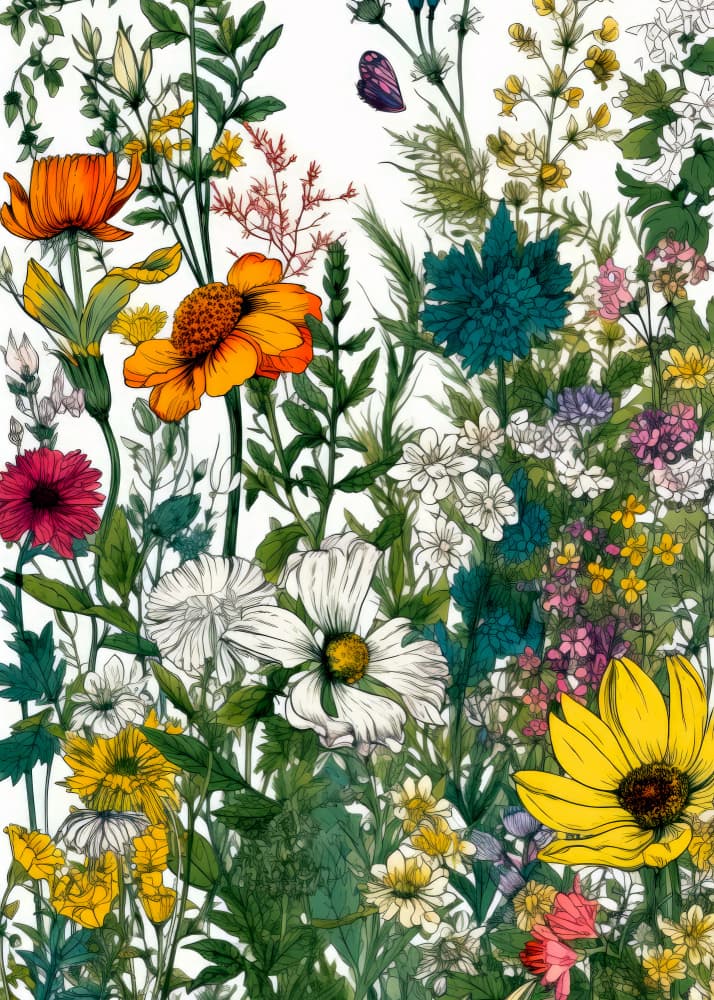 Vibrant Wildflower Meadow by Justyna Jaszke — canvas wall art