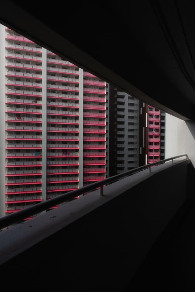Urban Red Balconies by Amatou T — canvas wall art