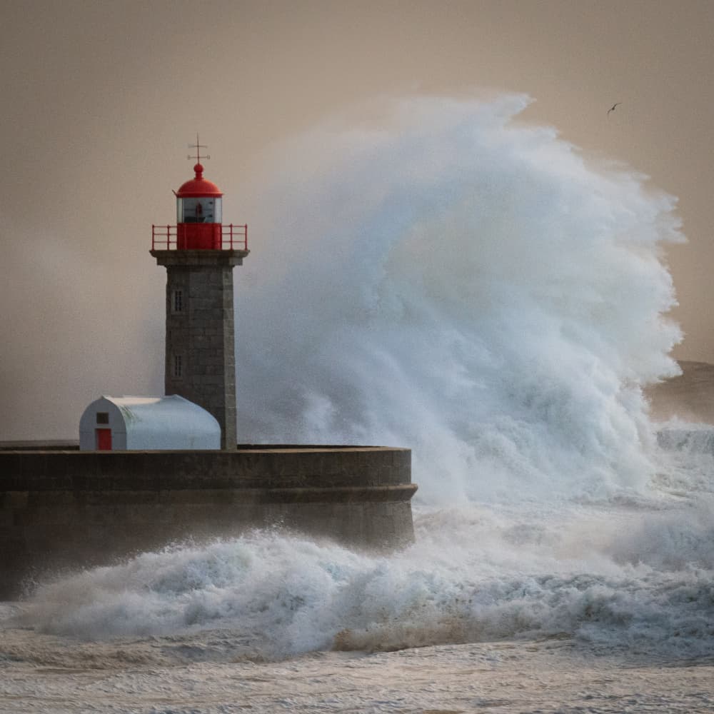 Crashing Wave Lighthouse by Ricardo Leal — canvas wall art