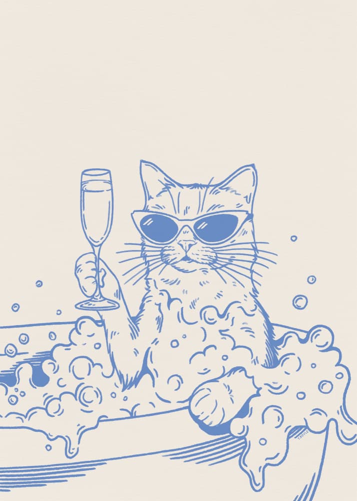 Cool Cat Bubble Bath by Tara Royle — canvas wall art
