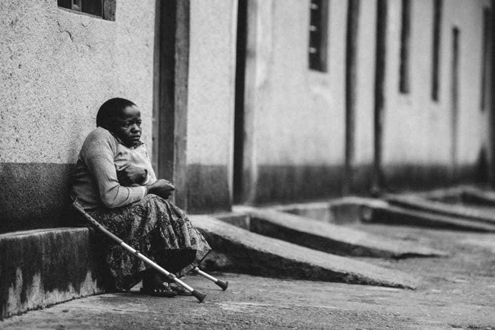 Pensive Elderly Woman by Vedran Vidak — canvas wall art