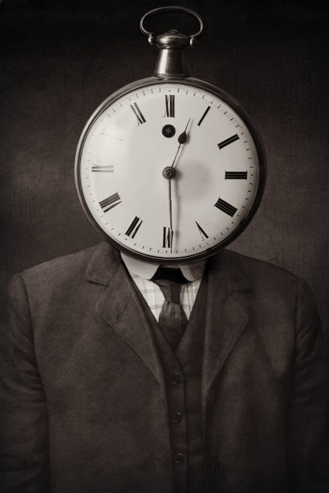Clock Head Gentleman by Marja van den Hurk — canvas wall art