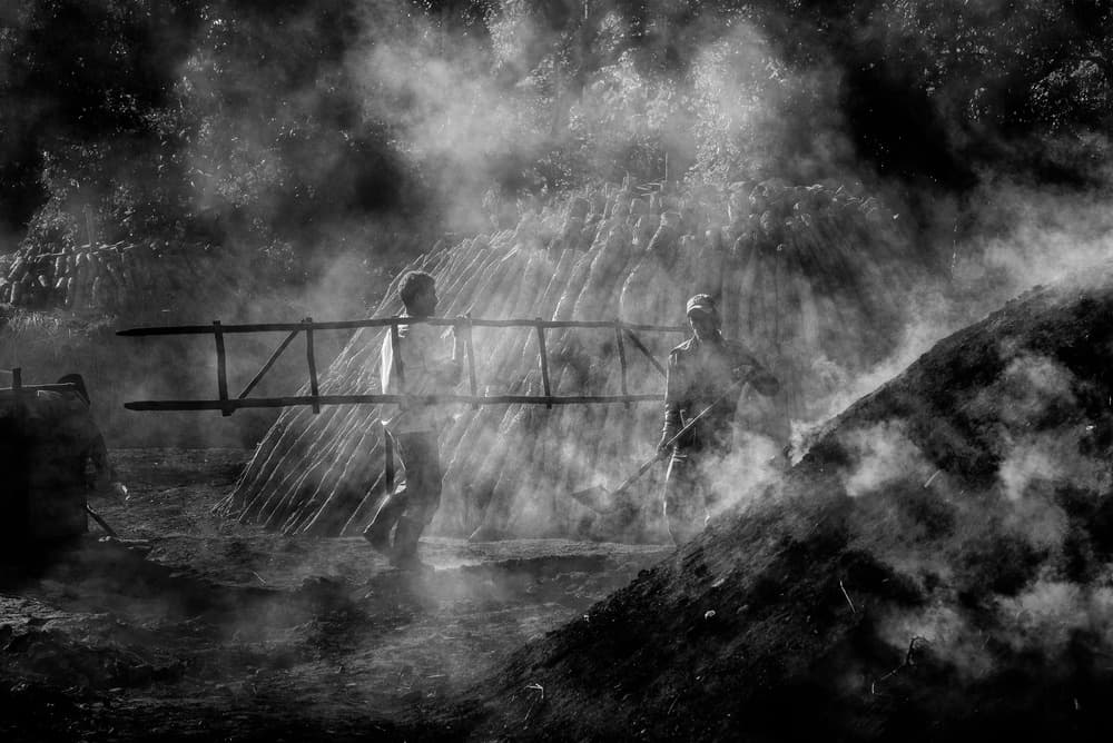Hard Work In Smoke by Maryse Dardaillon — canvas wall art