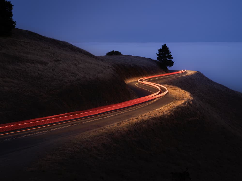 Winding Road Light Trails by Chengming — canvas wall art