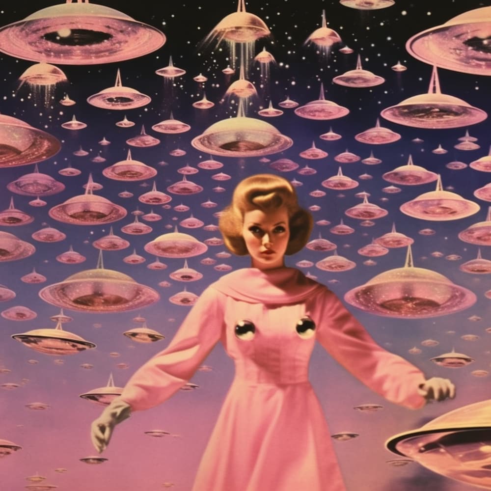 Glamorous Sci-Fi Invasion by Samantha Hearn — canvas wall art