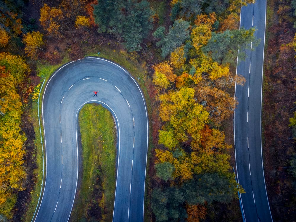 Winding Autumn Road by Josema Martin Espinar — canvas wall art
