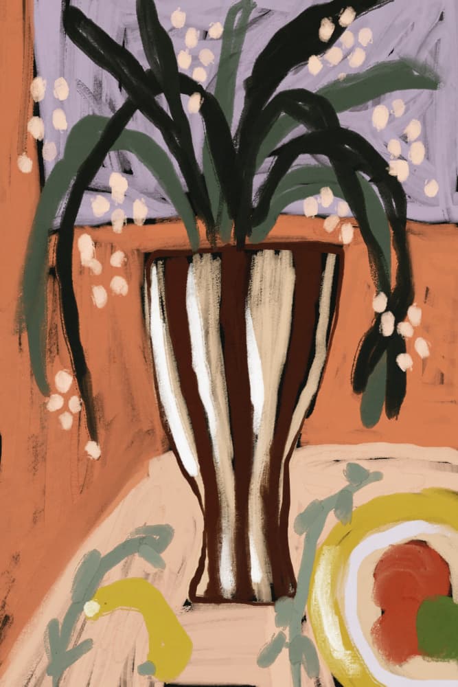 Striped Vase Harmony by Treechild — canvas wall art