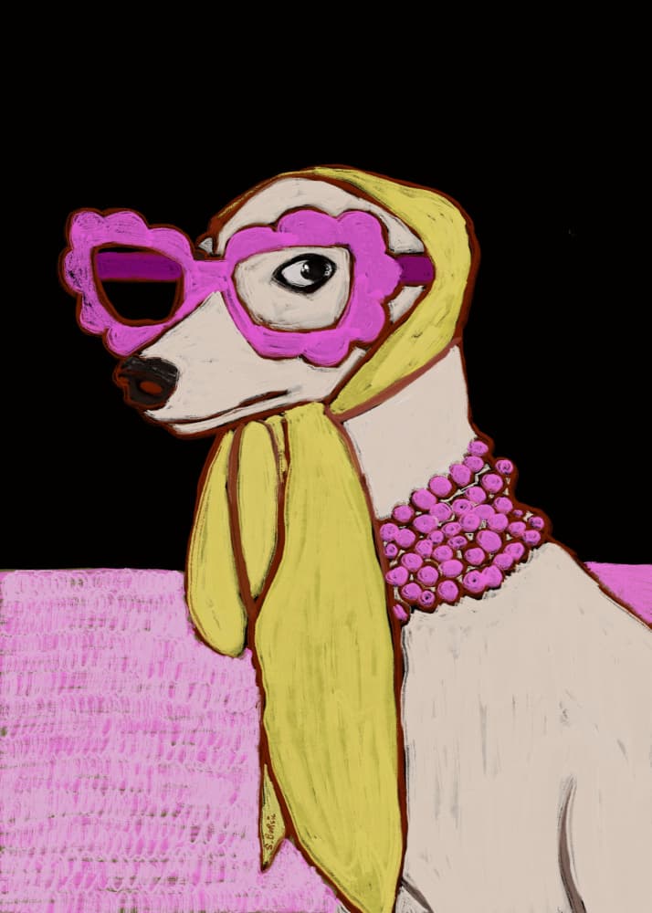 Pink Dog Fashionista by Sharyn Bursic — canvas wall art