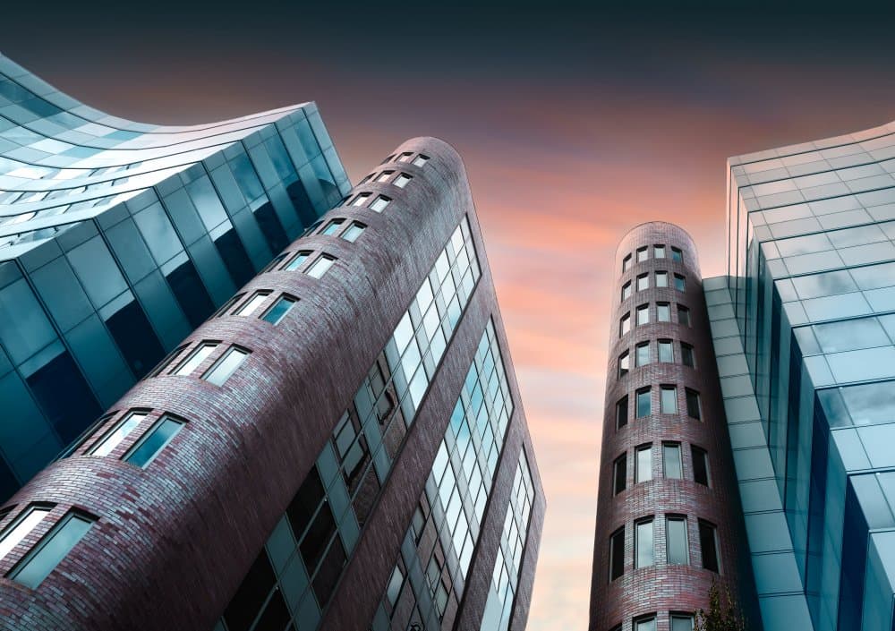 Urban Curves Sunset Glow by Catherine Wang — canvas wall art