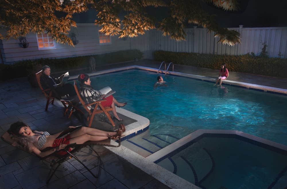 Nighttime Poolside Glow by Fang Tong — canvas wall art