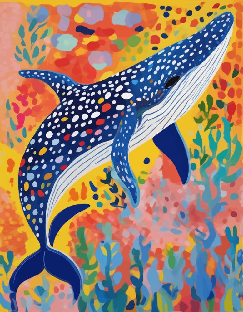 Vibrant Ocean Whale by Uma Gokhale — canvas wall art