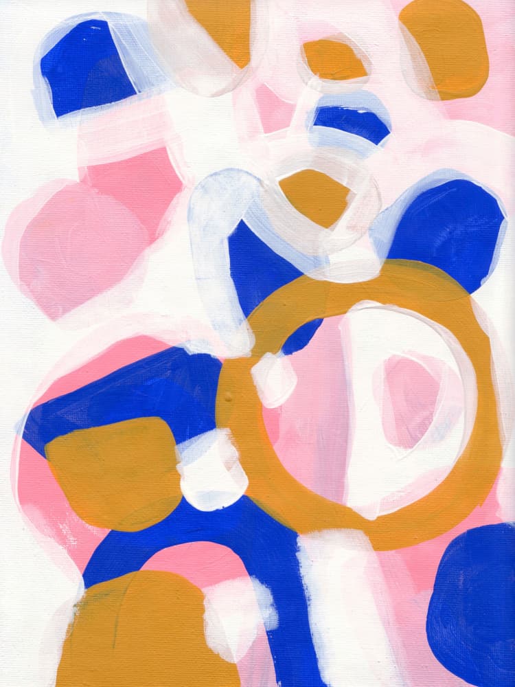 Blue Pink Gold Abstract by Ejaaz Haniff — canvas wall art
