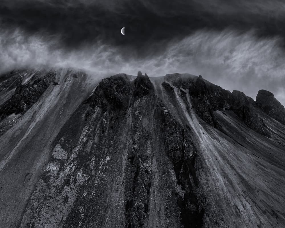 Stark Mountain Moonscape by John Fan — canvas wall art
