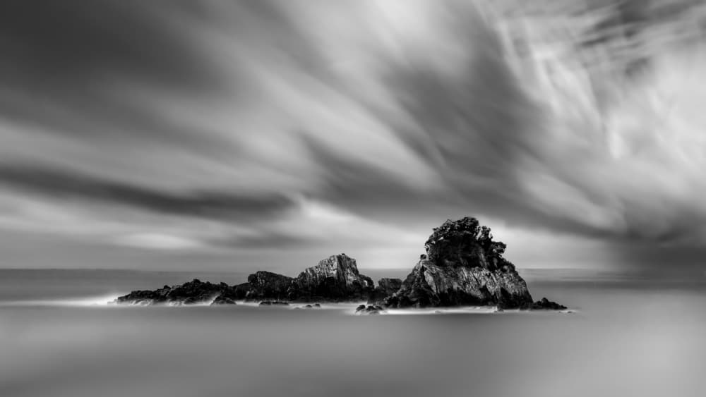 Black White Island Seascape by Takafumi Yamashita — canvas wall art