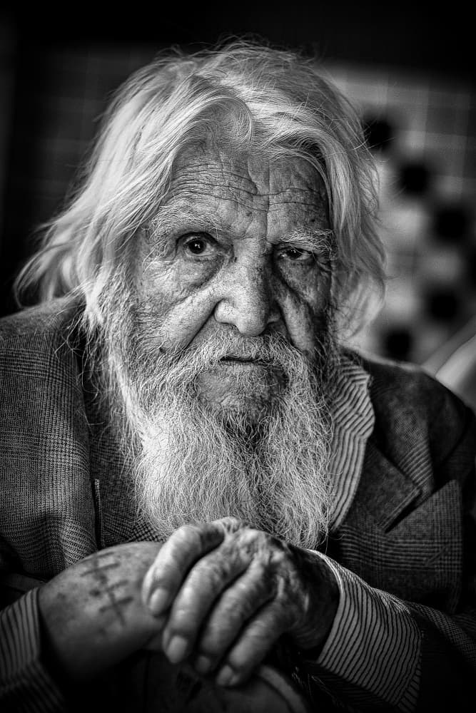 Stoic Elder Portrait by Afshin Saeidinia — canvas wall art
