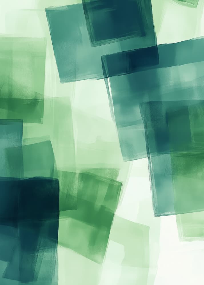 Abstract Green Blue Layers by Andreas Magnusson — canvas wall art