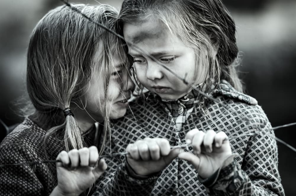 Young Girls Barbed Wire by Waldemar Szmidt — canvas wall art
