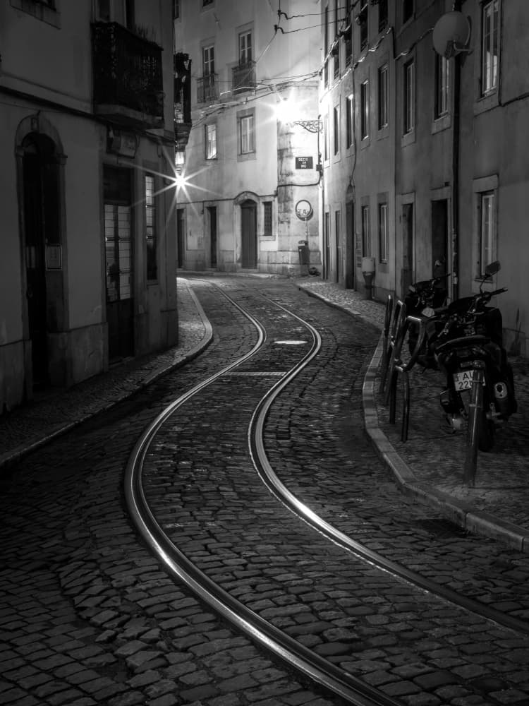 Winding City Tracks Night by Allan Li wp — canvas wall art