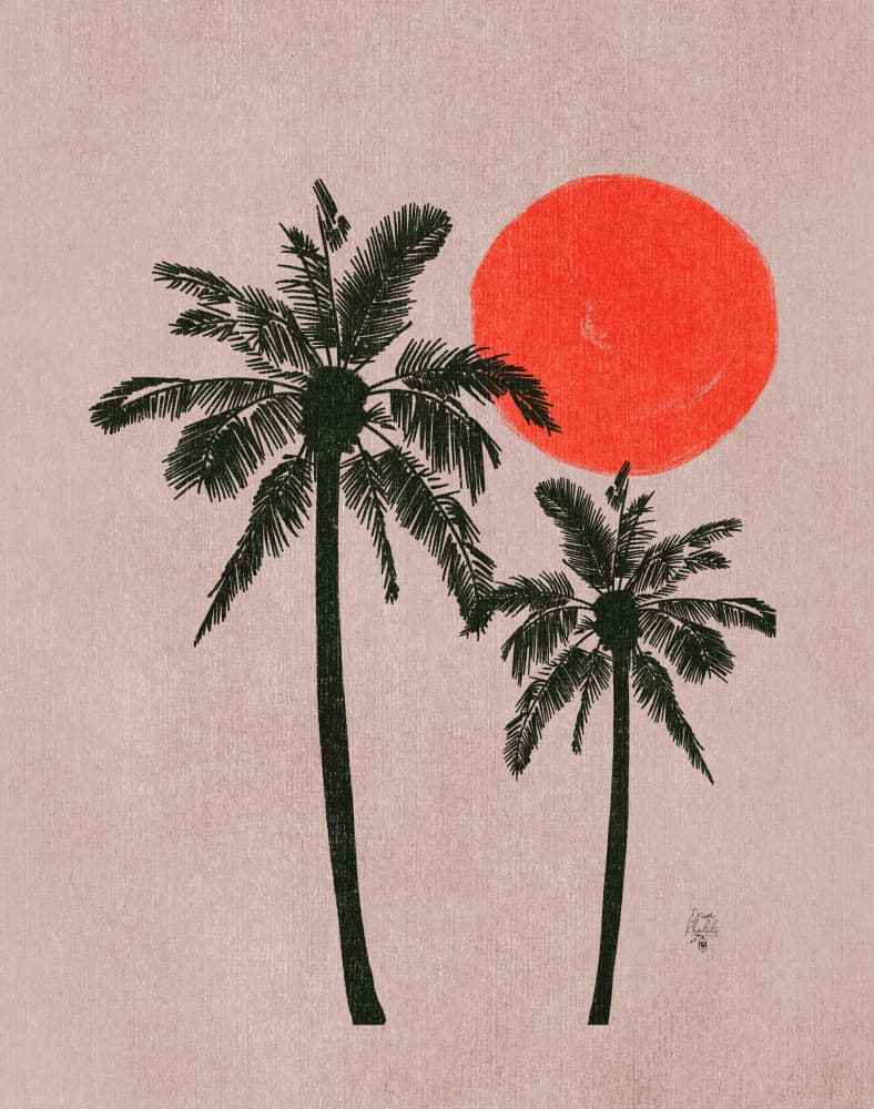 Tropical Palm Sunset by Erum Khalili — canvas wall art