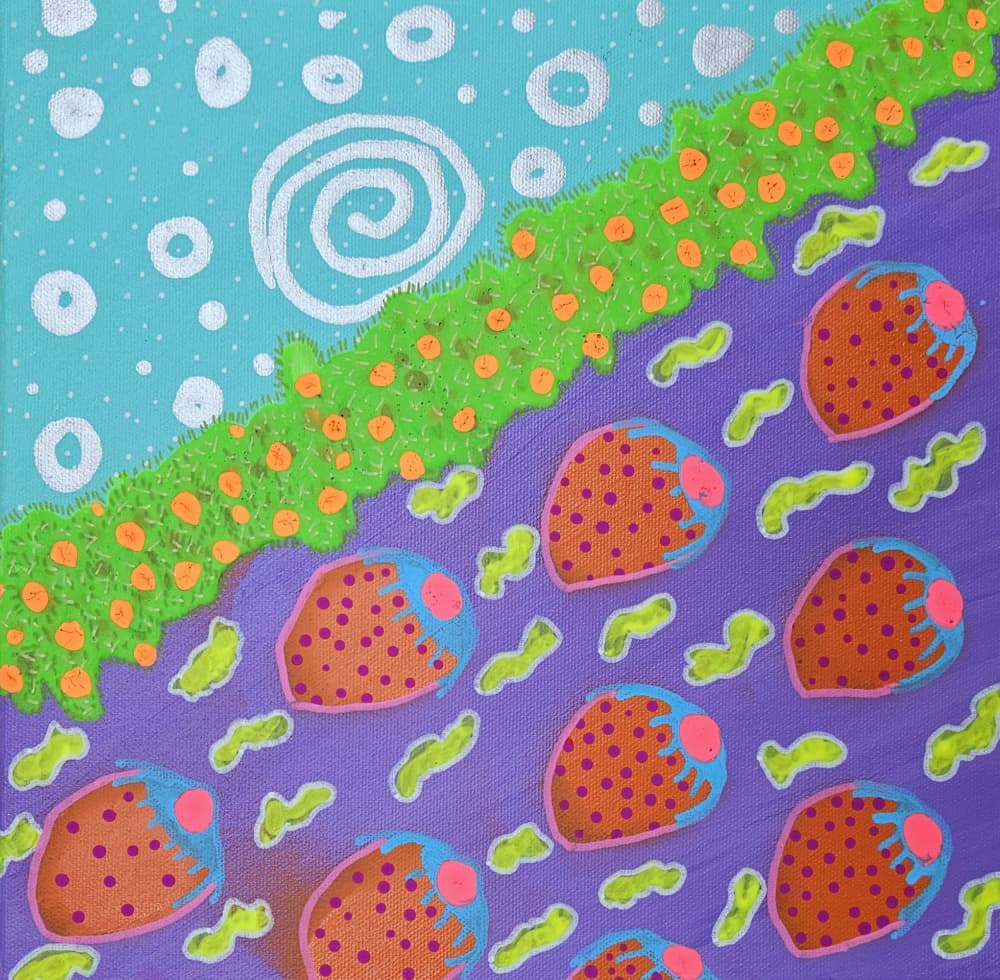 Colorful Abstract Strawberries by Olea Huuska — canvas wall art
