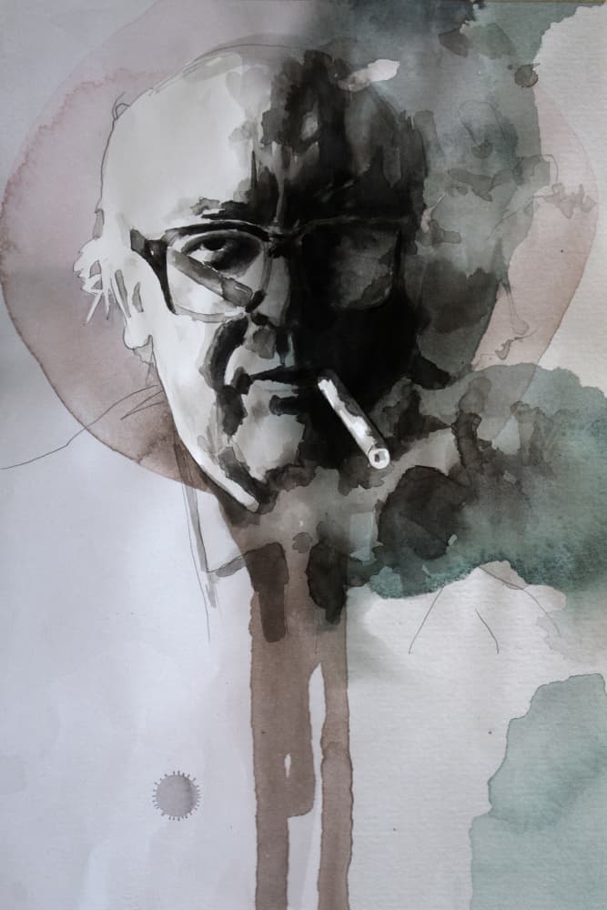 Pensive Man Smoking Cigar by David Diehl — canvas wall art
