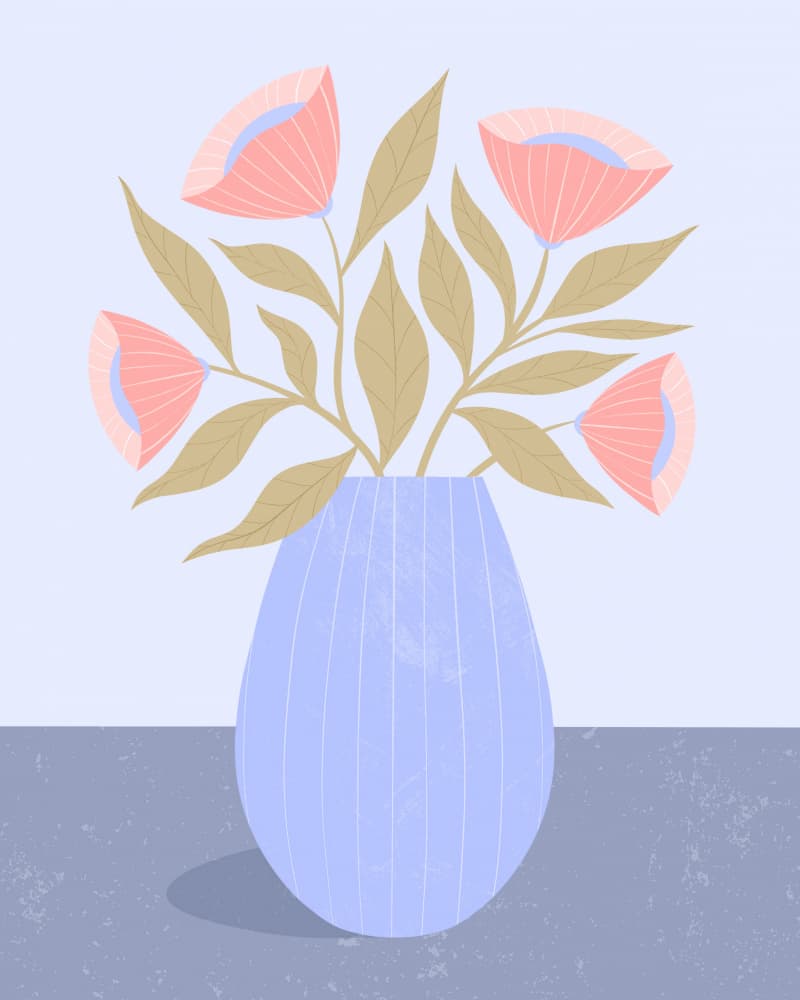Peach Flowers in Blue Vase by Melissa Donne — canvas wall art