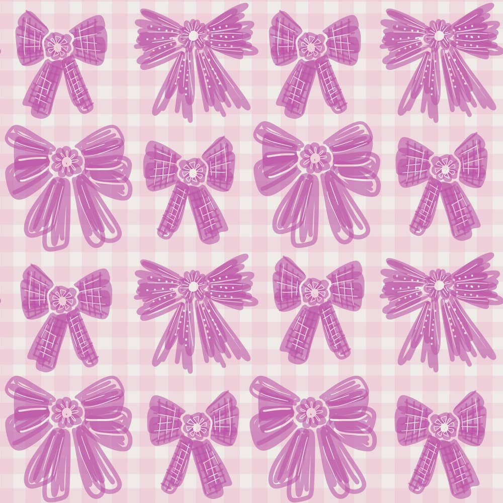 Gingham Bows Pink by Anis Illustration — canvas wall art