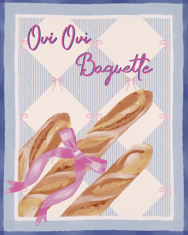Oui Oui Baguette by Radhika Modi — canvas wall art