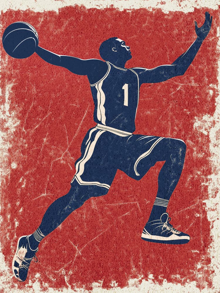 Basketball Red Jump by Pictufy Studio — canvas wall art
