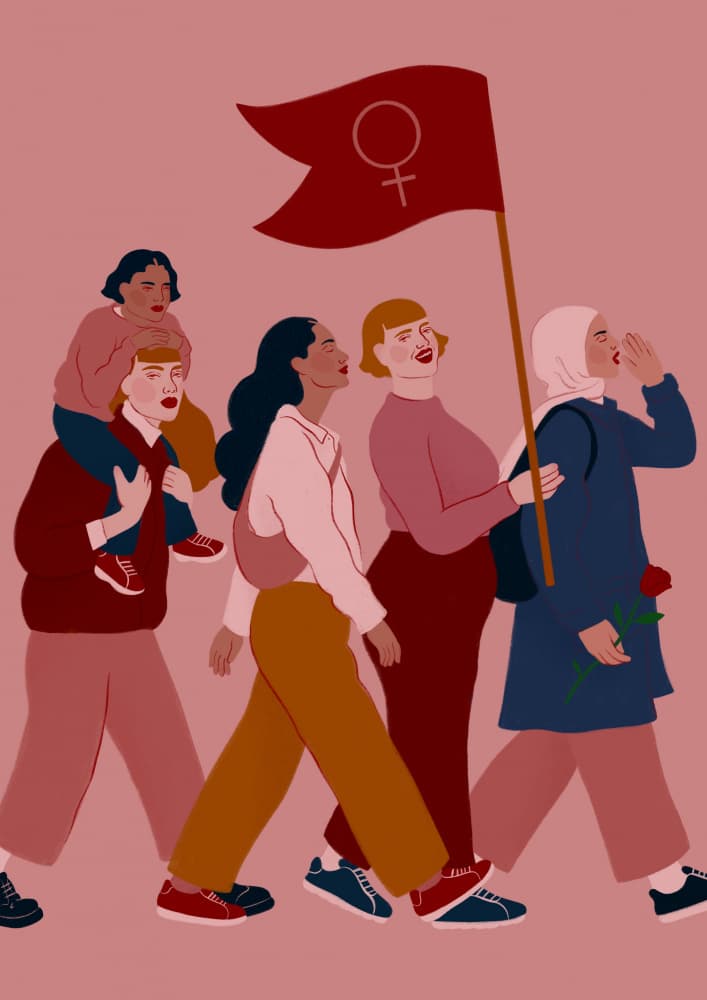 Feminist Marching Forward by Ida Alvarsson — canvas wall art