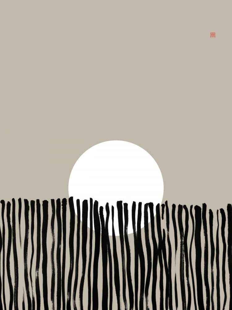 Black Lines White Sun by Thoth Adan — canvas wall art