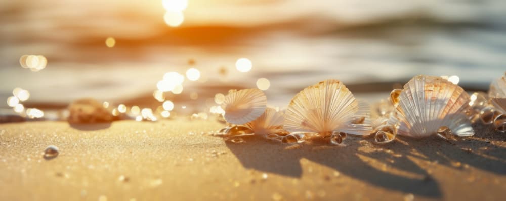 Sunlit Seashells by Treechild — canvas wall art
