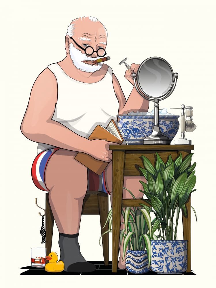 Grandpa's Morning Ritual by In The Washroom — canvas wall art